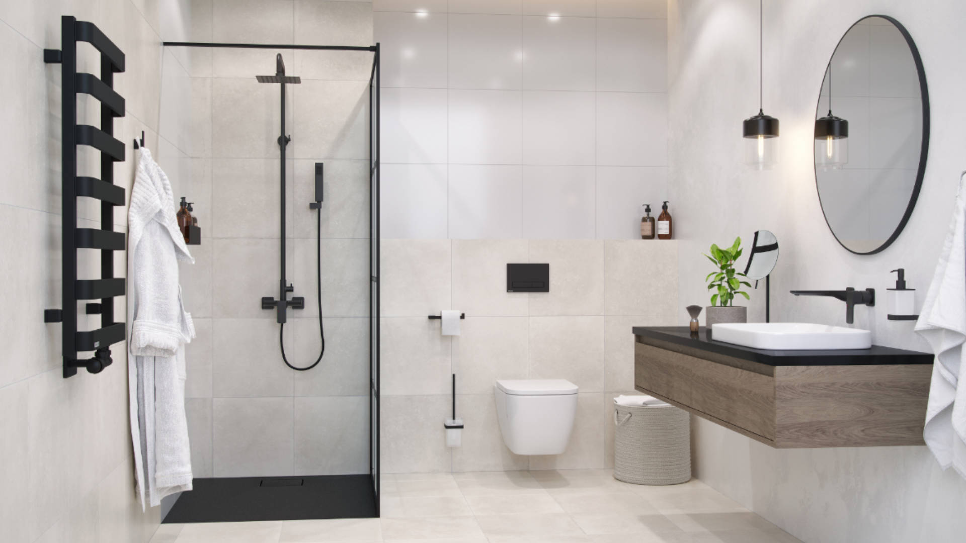 Keria zestaw prysznicowy z deszczownicą 20 cm, czarny mat