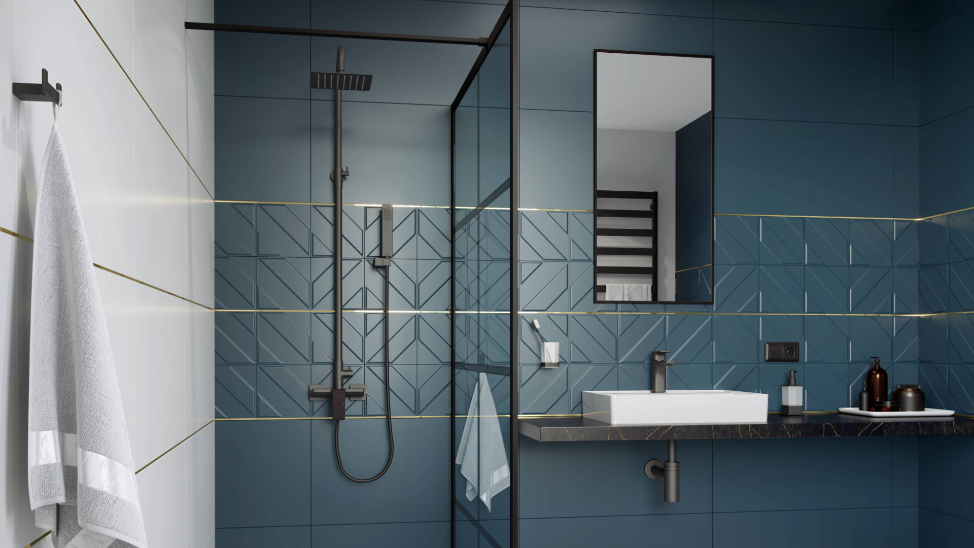 Keria zestaw prysznicowy z deszczownicą 20 cm, czarny mat