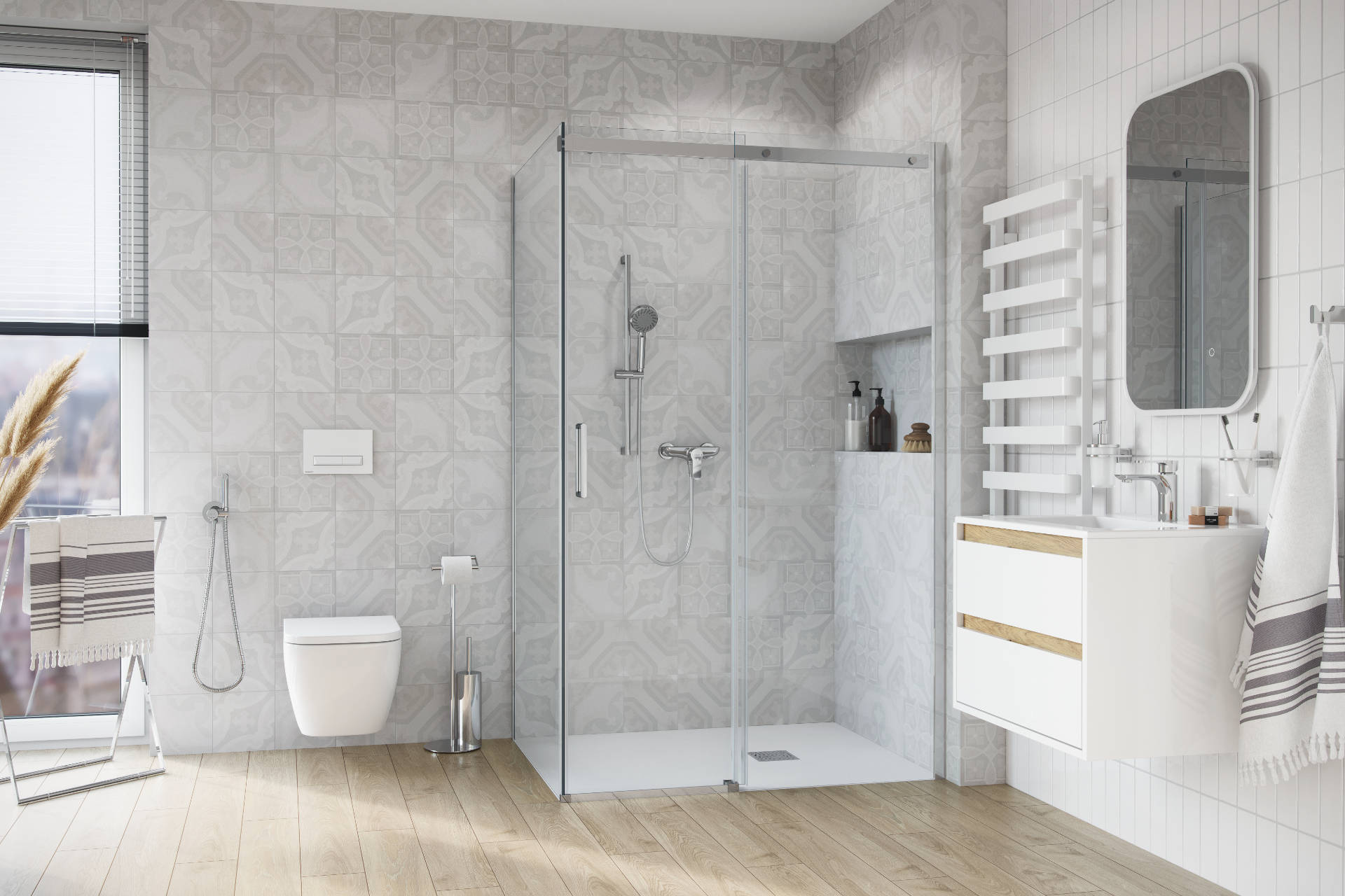 Tuto szafka wisząca pod umywalkę Excellent lustro Lumiro prostokątne