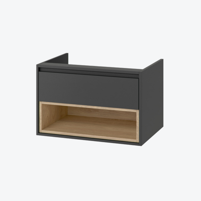 Tuto szafka wisząca 80 cm podumywalkowa 1 szuflada, szary/dąb