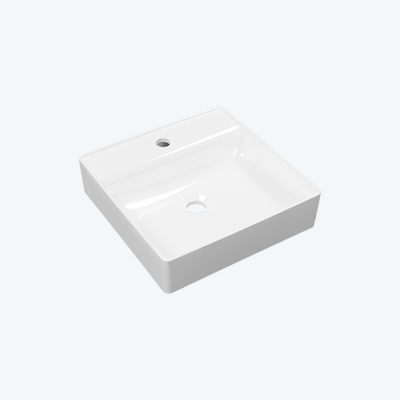 Rima 2.0 umywalka nablatowa 40x40 cm kwadratowa z otworem na baterię, biały połysk