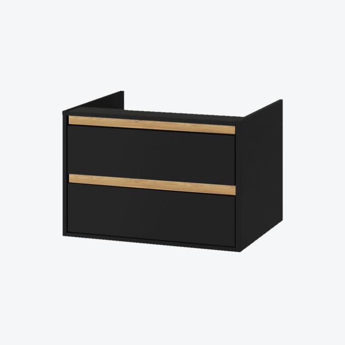 Tuto szafka wisząca 80 cm podumywalkowa 2 szuflady, czarny mat/dąb