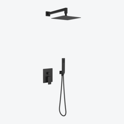 Keria zestaw prysznicowo-wannowy podtynkowy z deszczownicą 25 x 25 cm, 3 funkcyjny, czarny mat