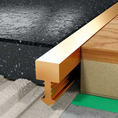 Profil QT fugowy kwadratowy 5 mm długość 250 cm, mosiężny, surowy