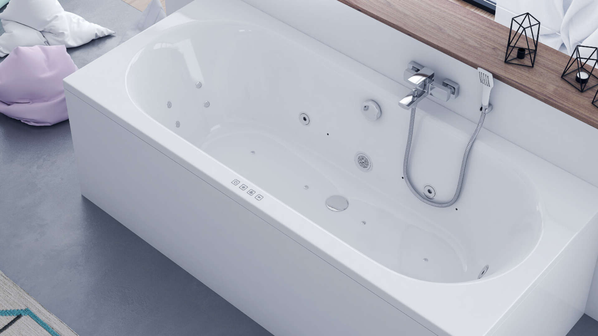 System wodno-powietrzny hydromasażu z podwodnym oświetleniem