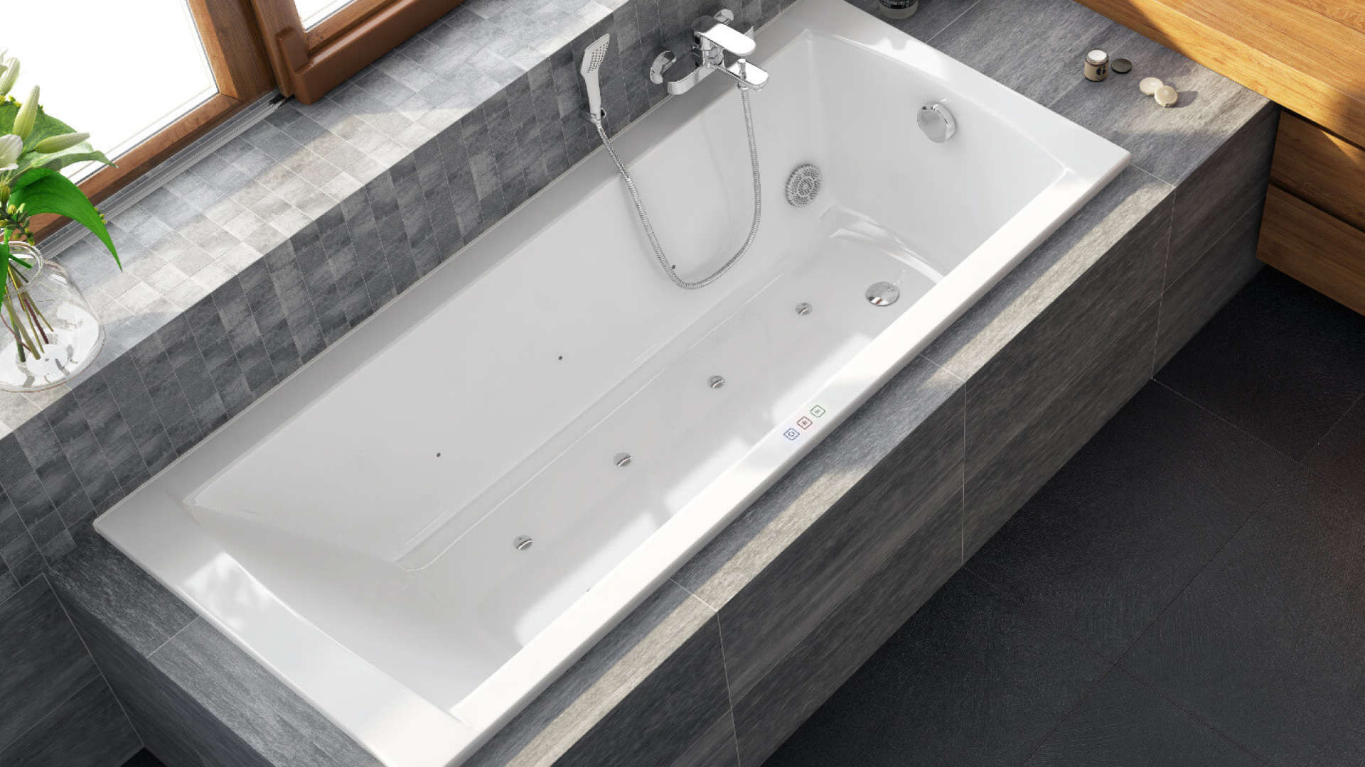 System powietrzny hydromasażu z podwodnym oświetleniem