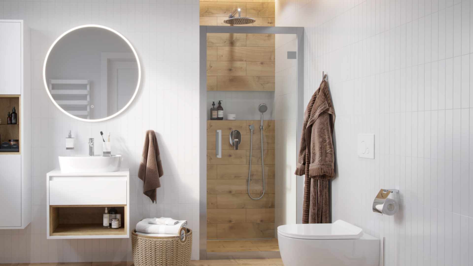 Ramię prysznicowe ścienne 40 cm okrągłe, chrom