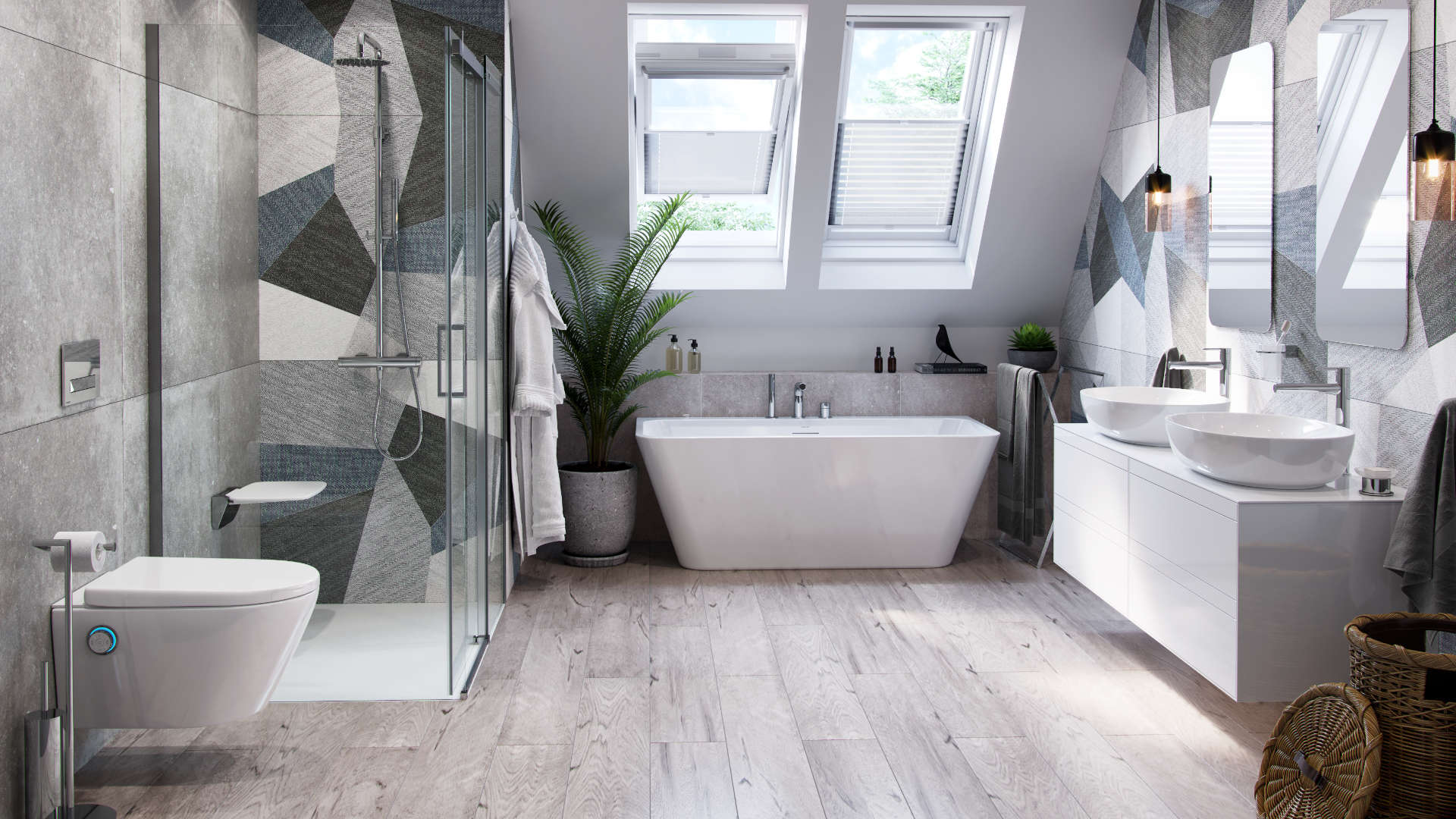 PI bateria wannowa 3 otworowa, chrom