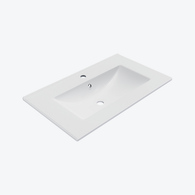 As umywalka meblowa 81x46,5 cm prostokątna z otworem na baterię, biały połysk