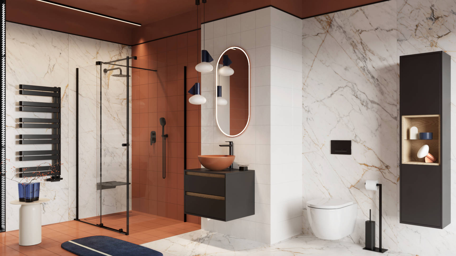 Tuto szafka wisząca 80 cm podumywalkowa z blatem, 2 szuflady, szary/dąb