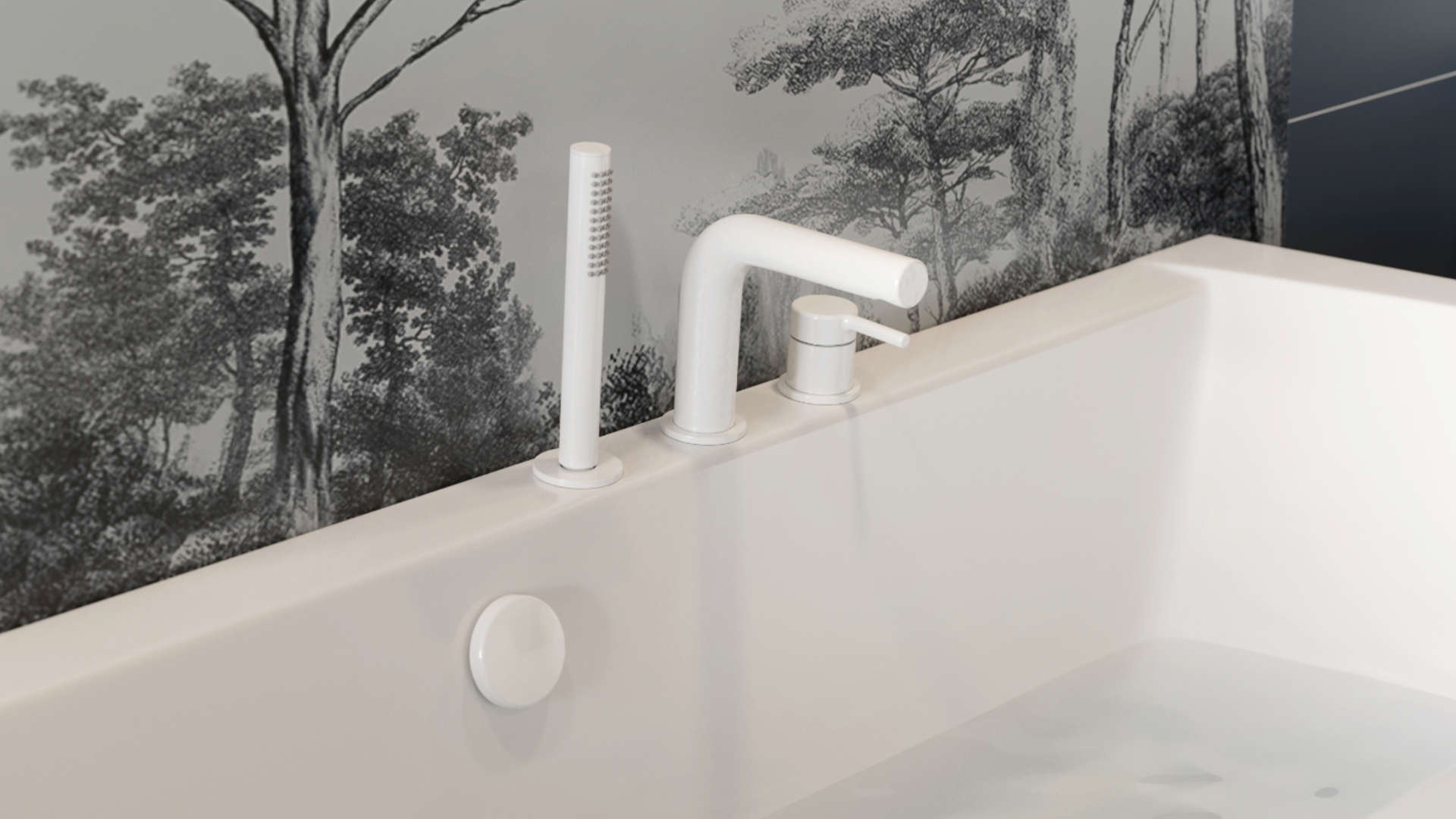 PI bateria wannowa 3 otworowa biały mat