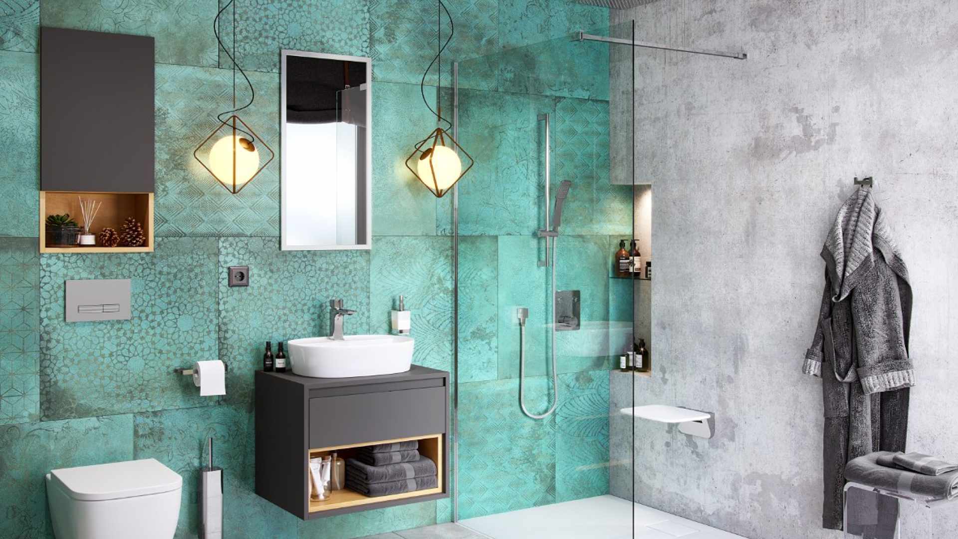 Przyłącze kątowe z mocowaniem słuchawki, chrom