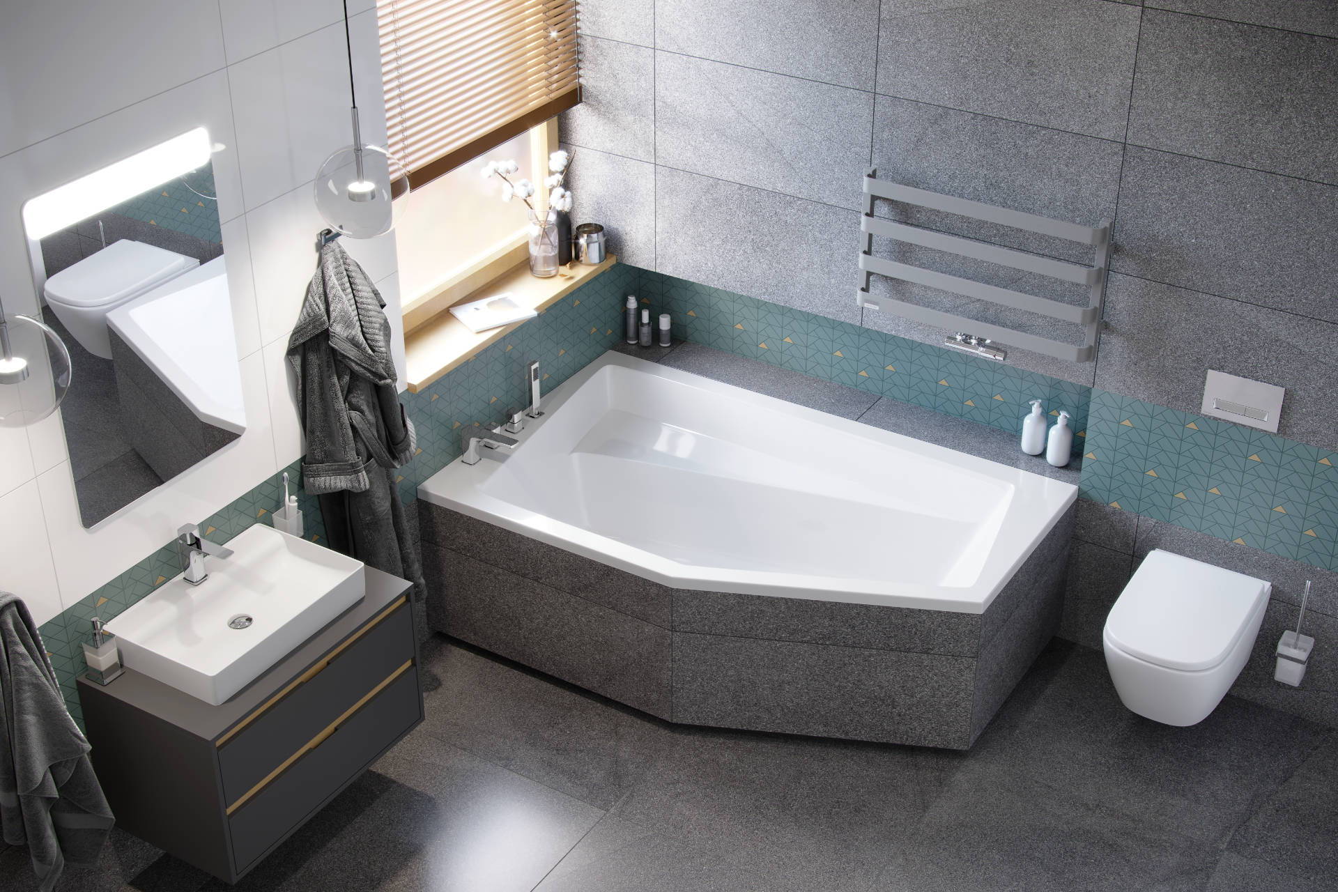 Tuto szafka wisząca pod umyalkę nablatową z szafkami Excellent