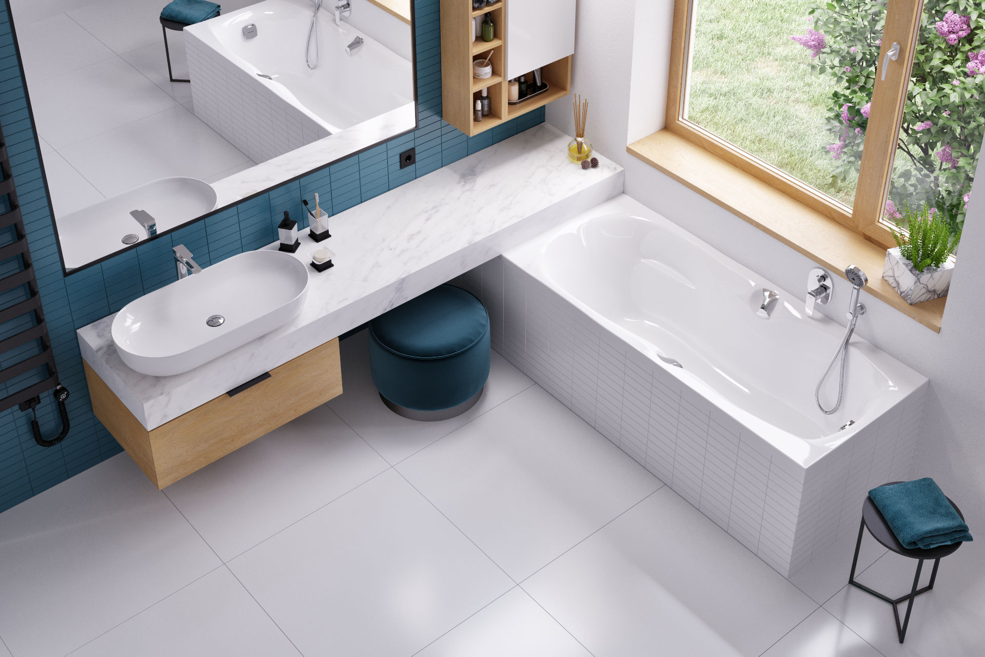 Wanna prostokątna Canyon II 180x80 Excellent bateria wannowa Clever 2.0