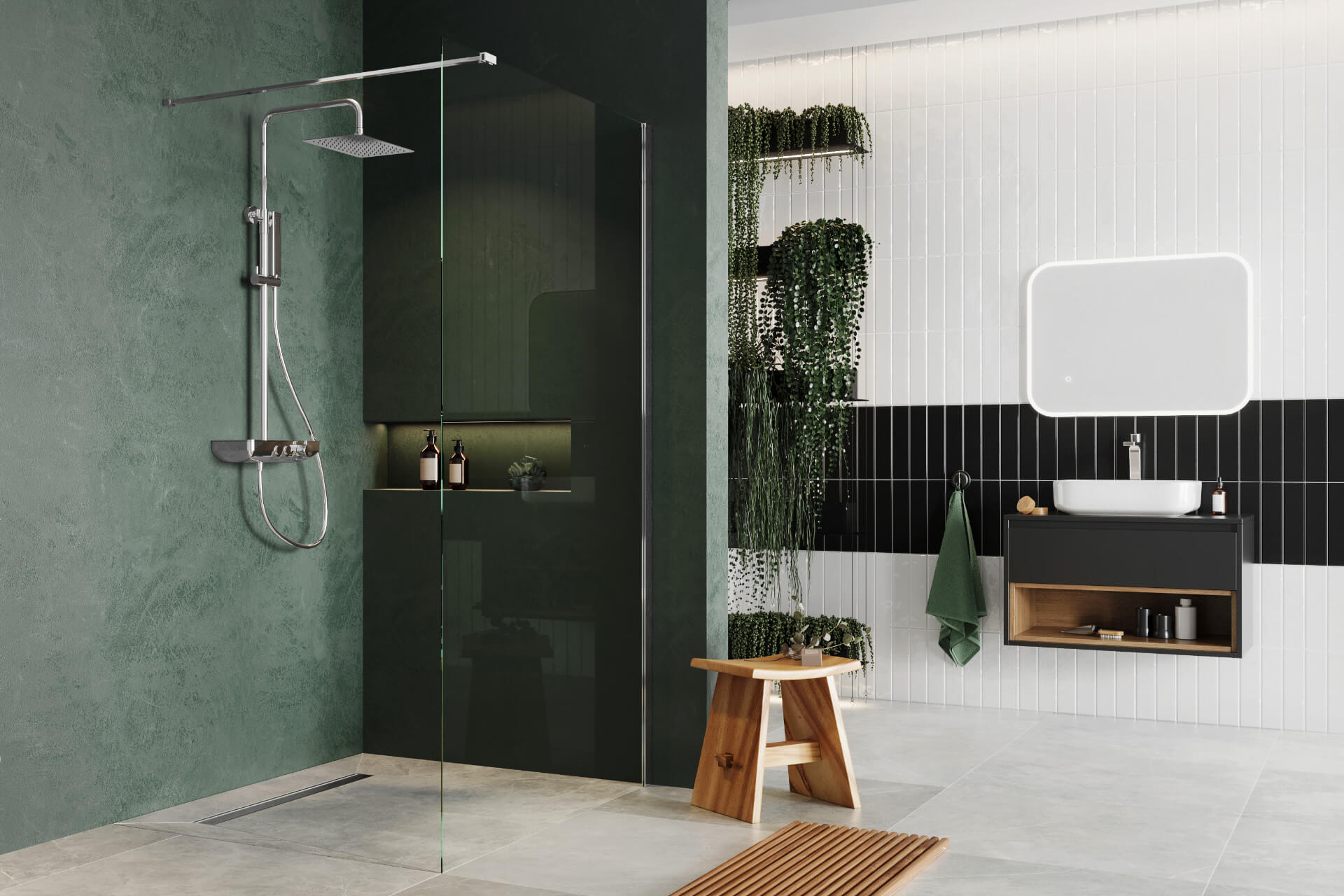 Vidoq wspornik kabiny walk-in 120 cm do docięcia, chrom