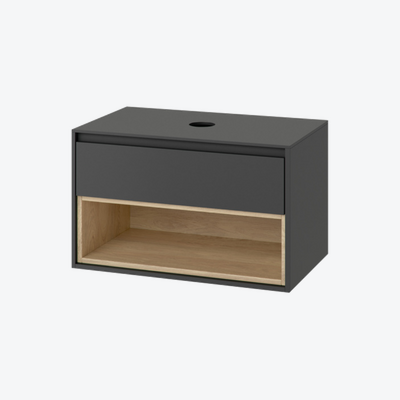 Tuto szafka wisząca 80 cm podumywalkowa z blatem, szary/dąb