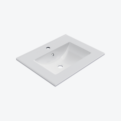 As umywalka meblowa 61x46,5 cm prostokątna z otworem na baterię, biały połysk