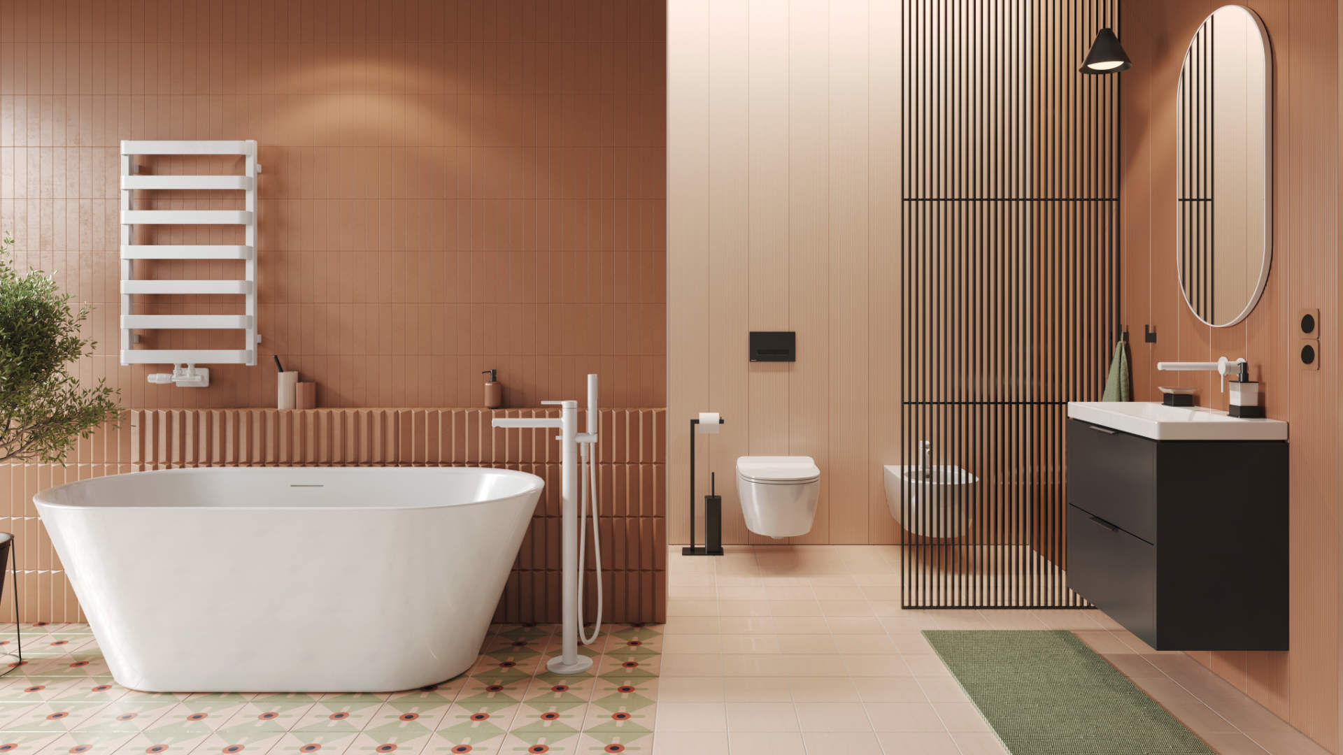 PI bateria wannowa wolnostojąca, biały mat