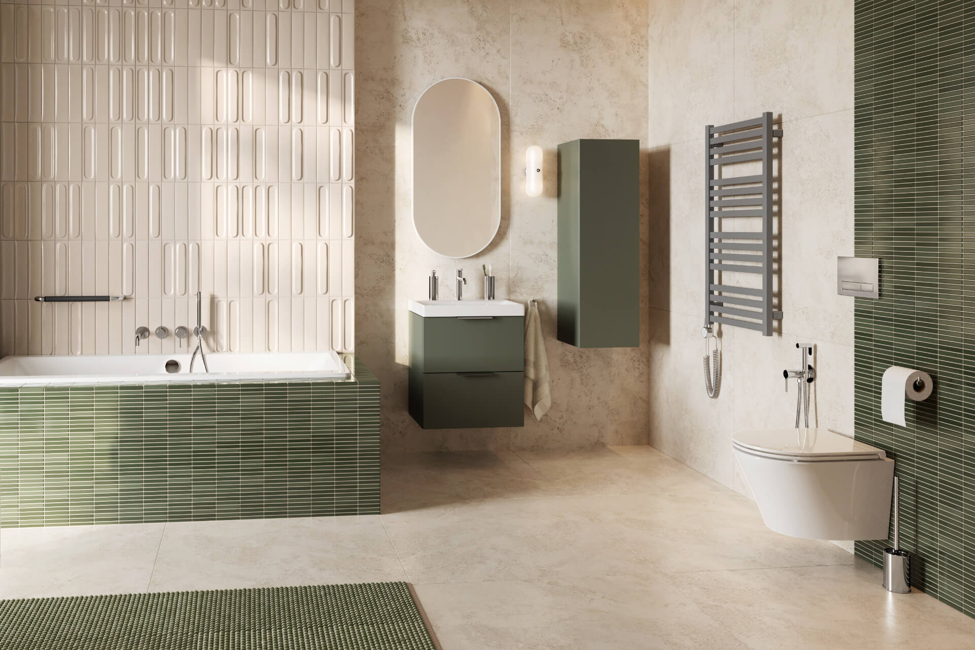 Horos grzejnik łazienkowy elektryczny 96x50 cm z grzałką elektryczną 400W, szary metalik