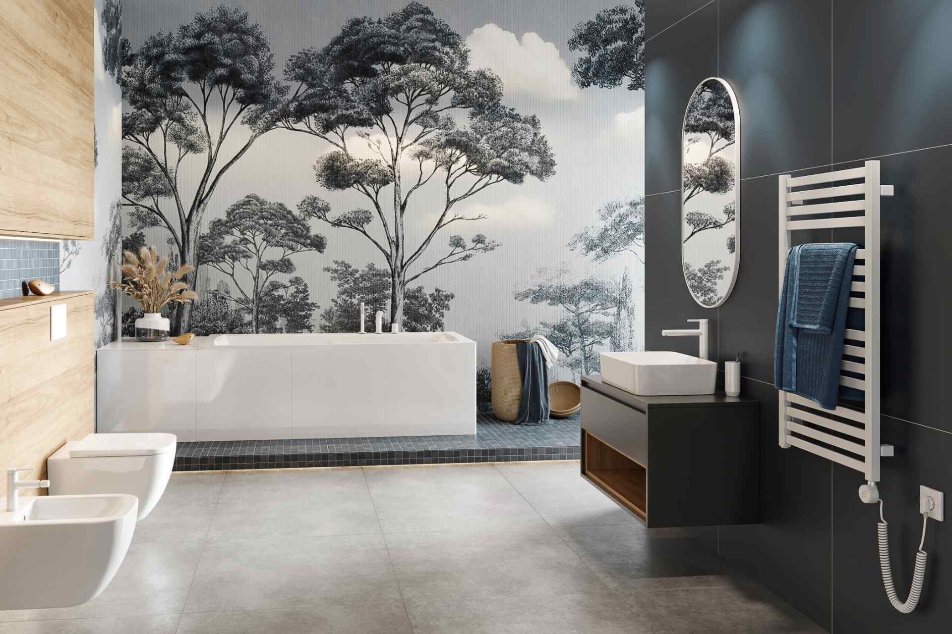 Horos grzejnik łazienkowy elektryczny z grzałką elektryczną Excellent biały soft wanna Aquaria