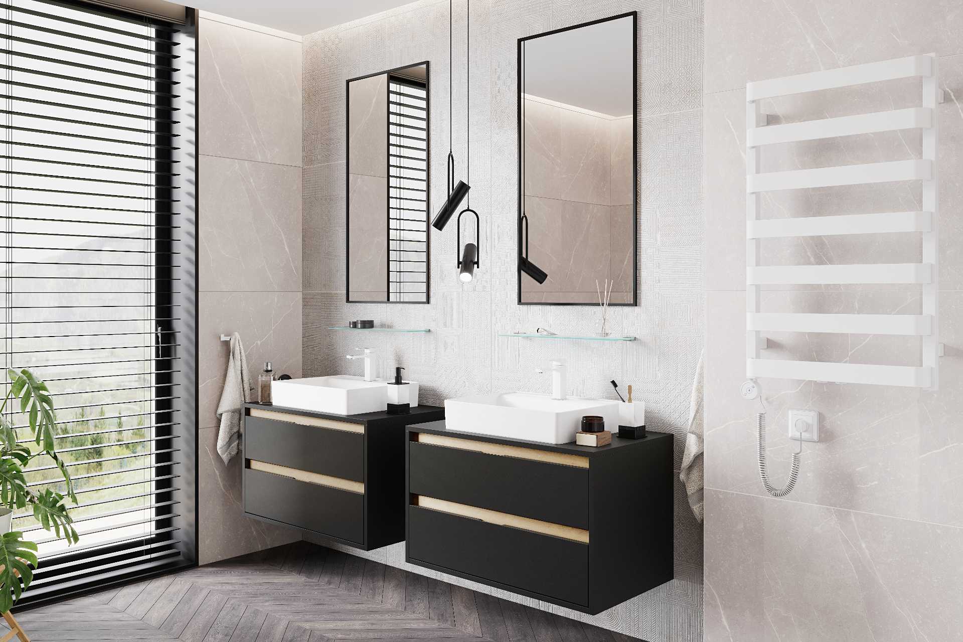 Meteor grzejnik łazienkowy elektryczny z grzałką elektryczną Excellent biały soft meble Tuto