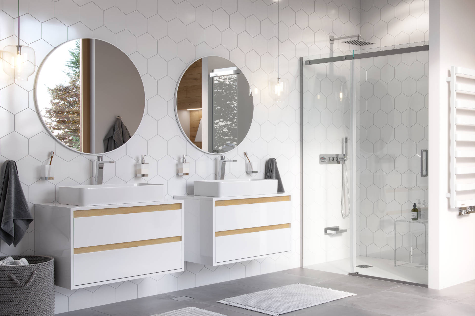 Tuto szafka wisząca biała Excellent lustro Virro