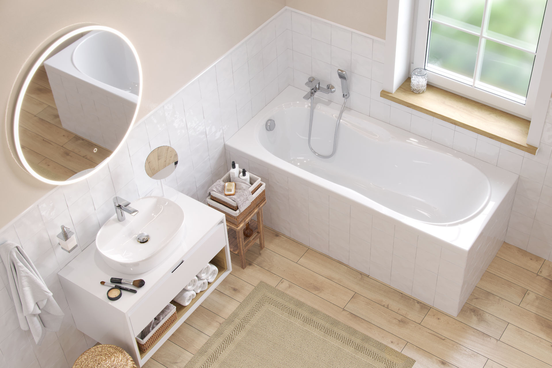 Sekwana wanna prostokątna 150x70 lustro Lumiro