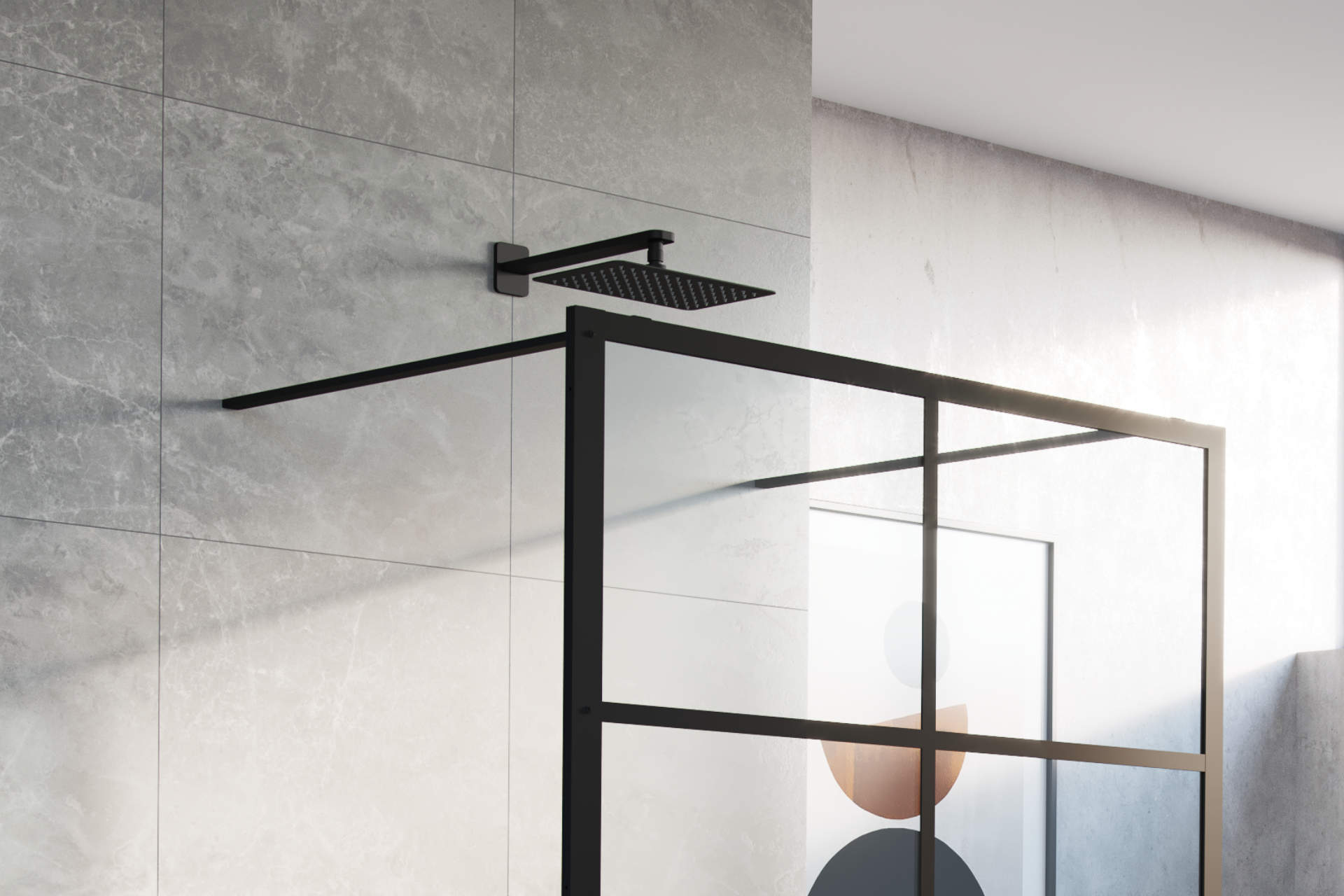 Głowica prysznicowa 20x30 cm prostokątna slim, czarny mat