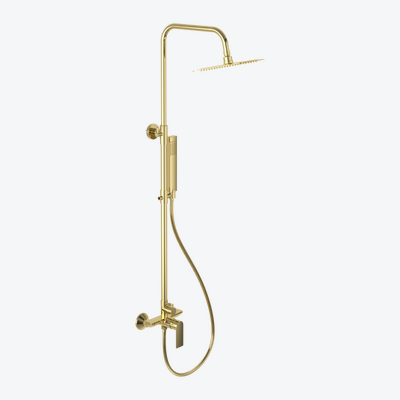 Glad Rain zestaw prysznicowy ścienny z deszczwonicą 20 cm, złoty połysk