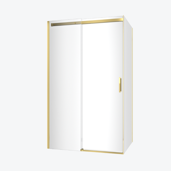 Rols kabina narożna 120x80 cm z drzwiami przesuwnymi 120 cm, powłoka Clean Control, złoty połysk