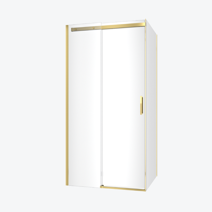 Rols kabina narożna 100x90 cm z drzwiami przesuwnymi 100 cm, powłoka Clean Control, złoty połysk
