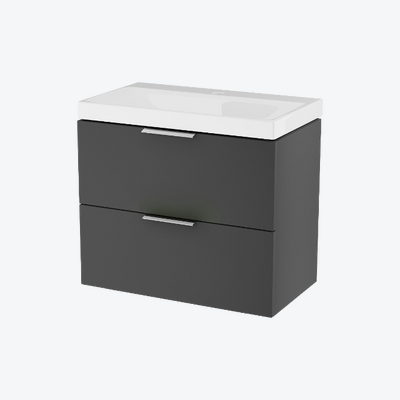 Blanko szafka 64 cm, czarny soft z umywalką z otworem na baterię, uchwyt chrom