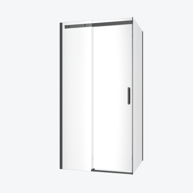 Rols kabina narożna 100x90 cm z drzwiami przesuwnymi 100 cm, powłoka Clean Control, czarny mat