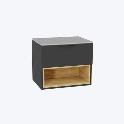 Tuto 2.0 szafka wisząca 60 cm 1 szuflada front gładki wysoki, blat jasny szary, szary/szary