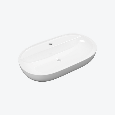 Jima umywalka nablatowa 71x41 cm owalna z otworem na baterię, biały połysk
