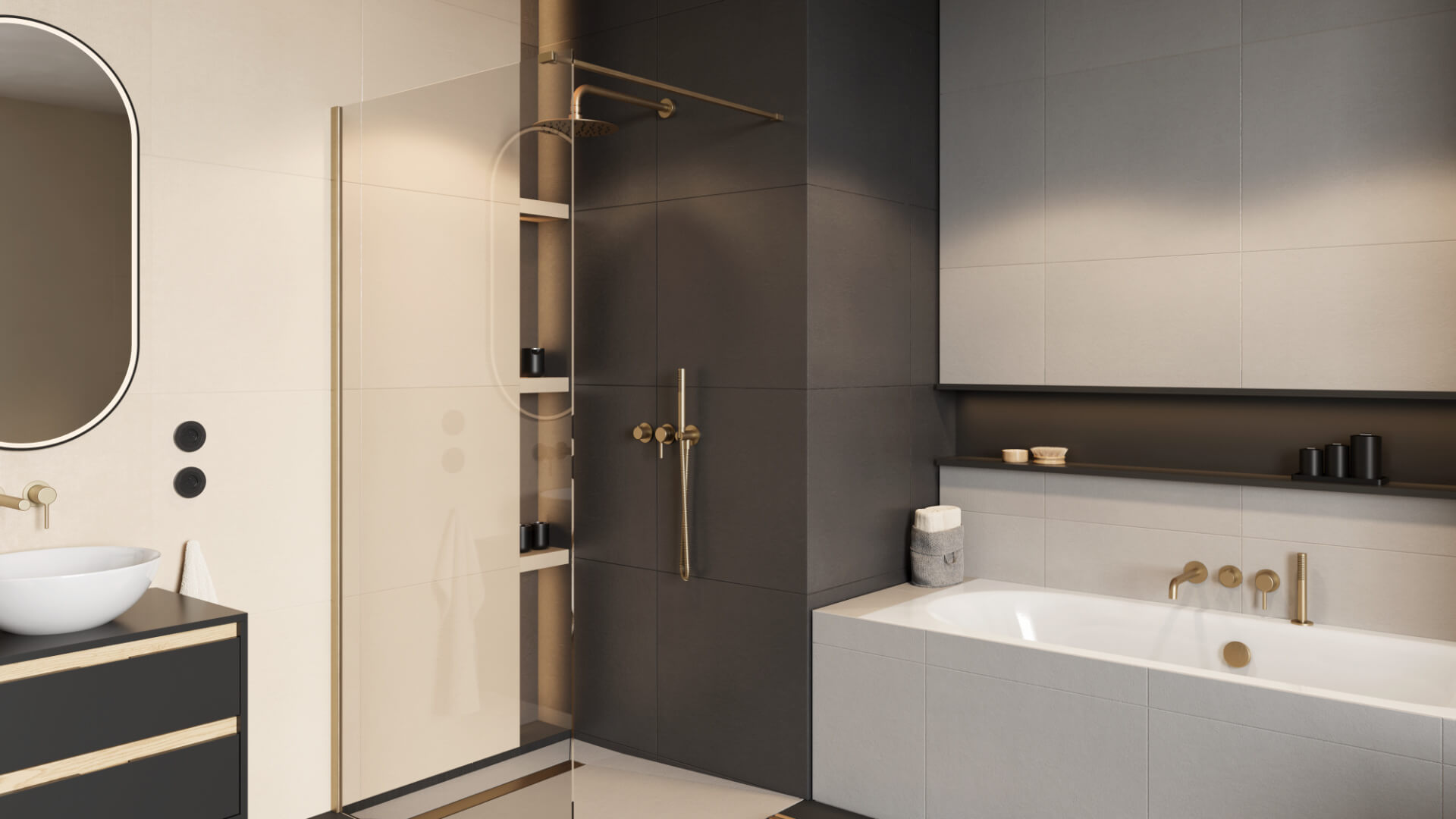 Vidoq walk-in ścianka prysznicowa prosta 110x200 cm, powłoka Clean Control, złoty szczotkowany