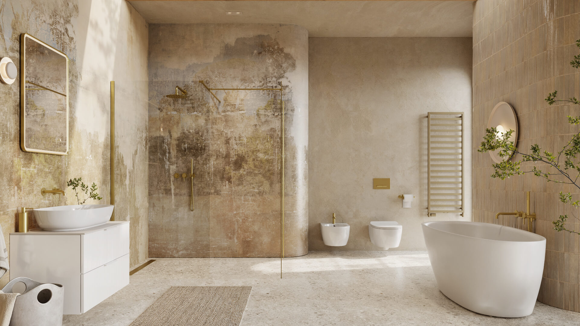 Vidoq walk-in ścianka prysznicowa prosta 100x200 cm, powłoka Clean Control, złoty szczotkowany
