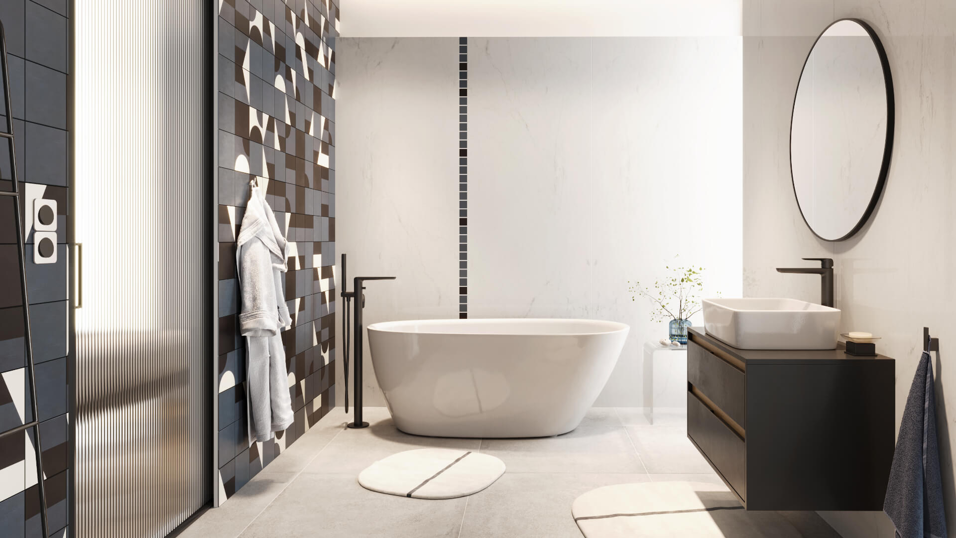 Clever 2.1 bateria wannowa wolnostojąca, czarny soft