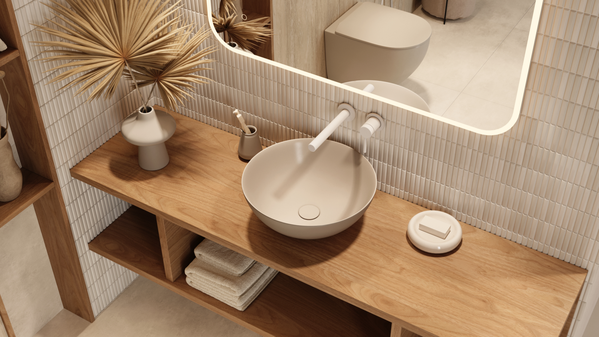 Luqa miska WC 48 cm wisząca bezrantowa, z system spłukiwania Spin 360, z deską wolnoopadającą, cappucino mat