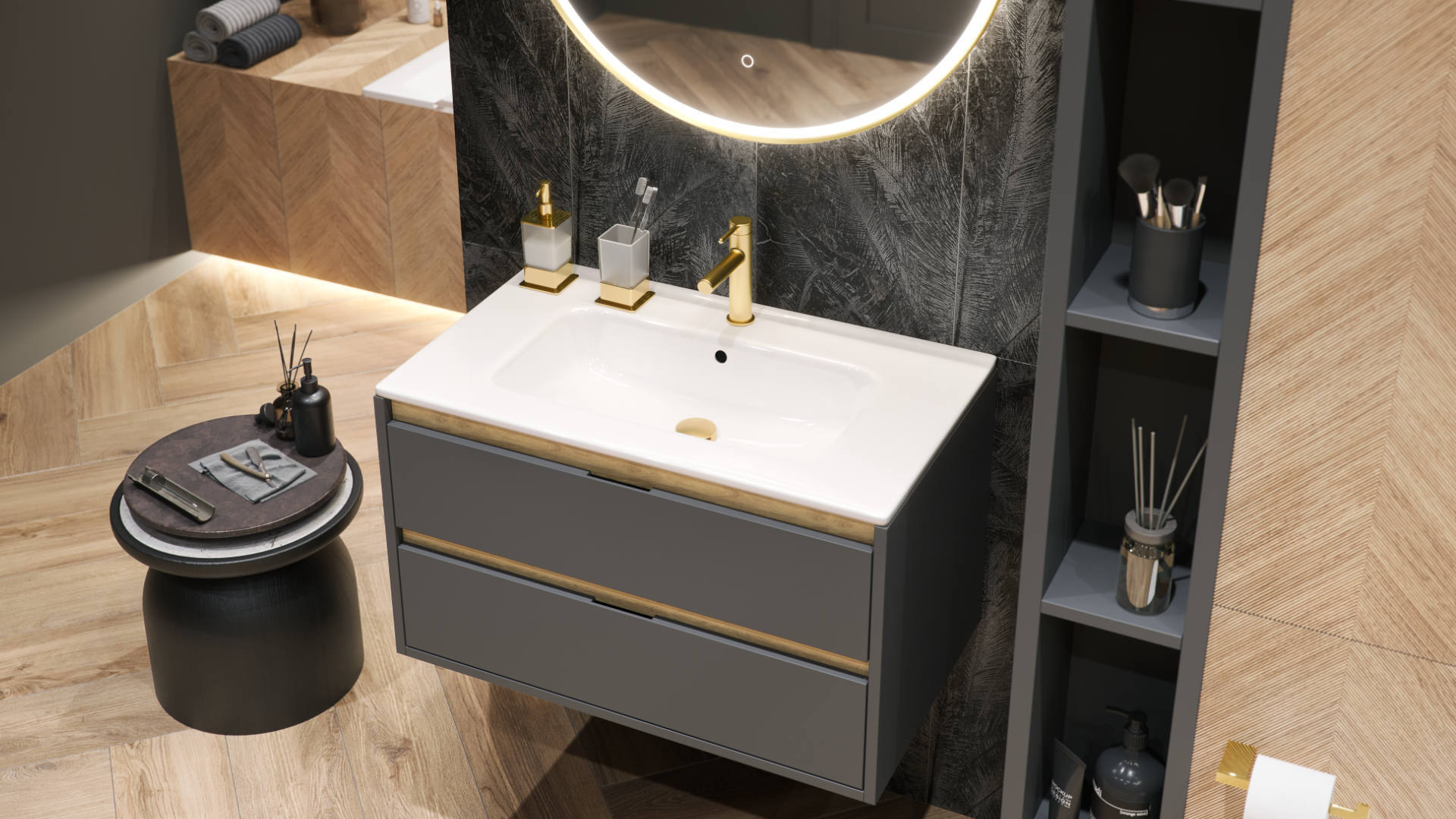 Korek klik-klak umywalkowo-bidetowy Excellent złoty szczotkowany