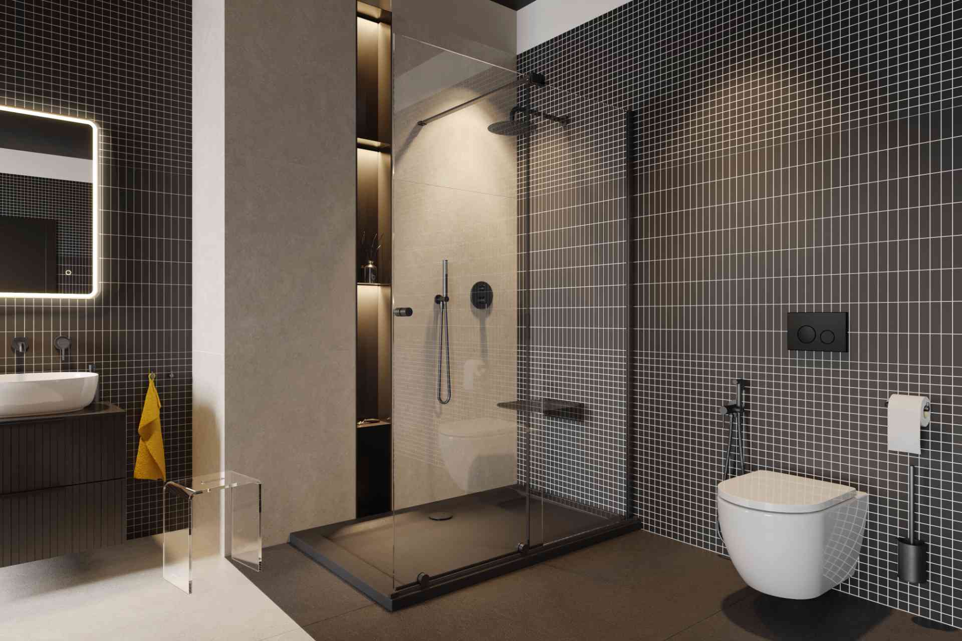 Delta PI bateria umywalkowa podtynkowa, grafit szczotkowany wiz 2