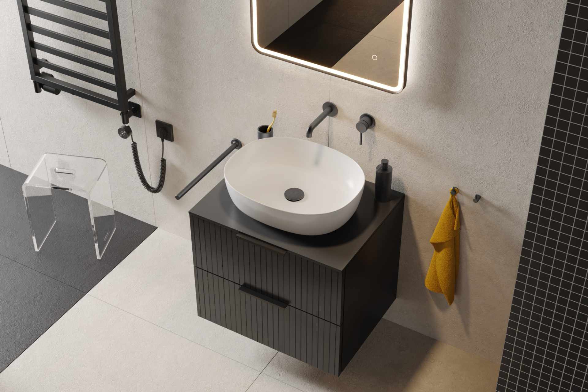 Delta PI bateria umywalkowa podtynkowa, grafit szczotkowany wiz 1