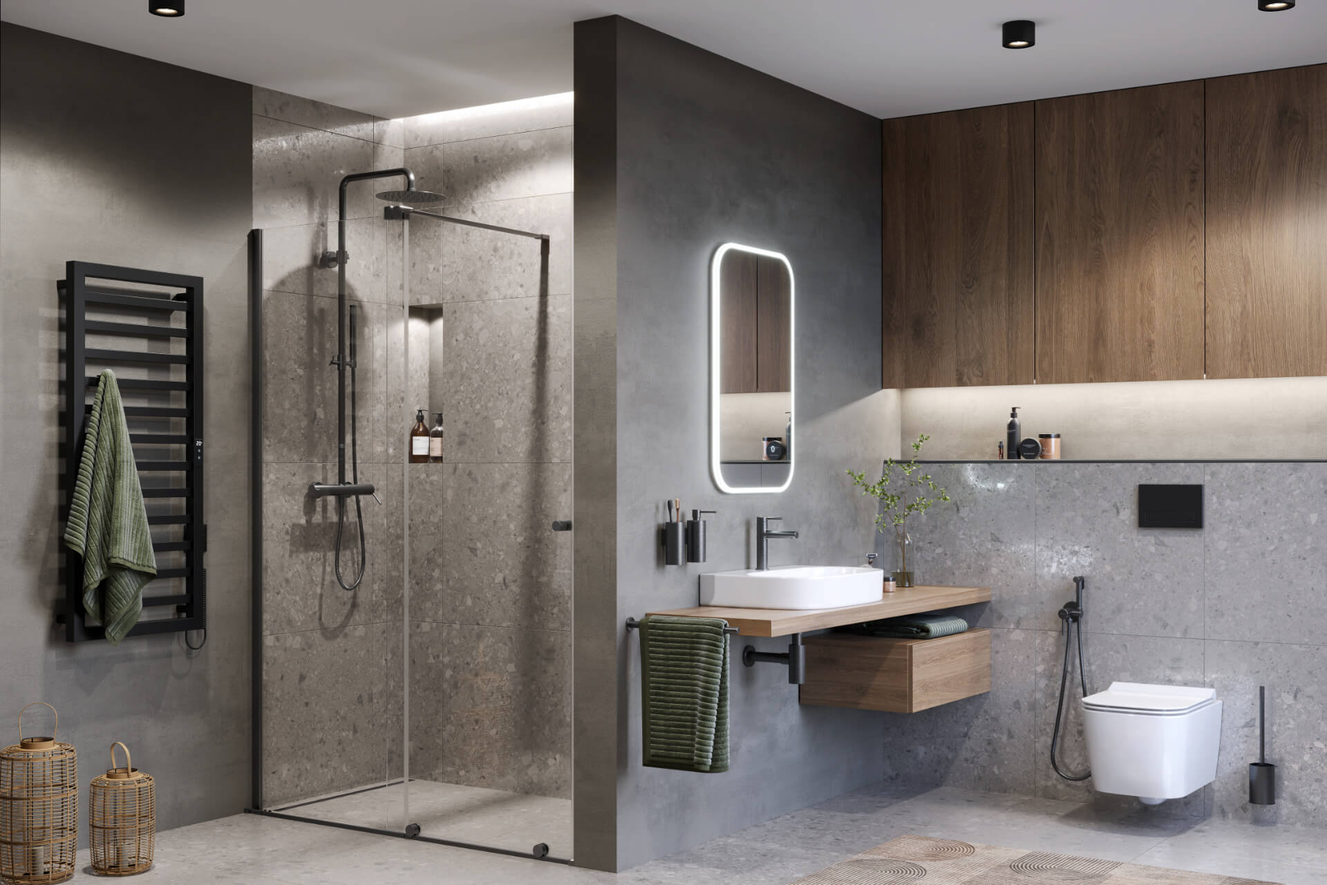 Brego Smart grzejnik łazienkowy elektryczny 115x50 cm, czarny mat