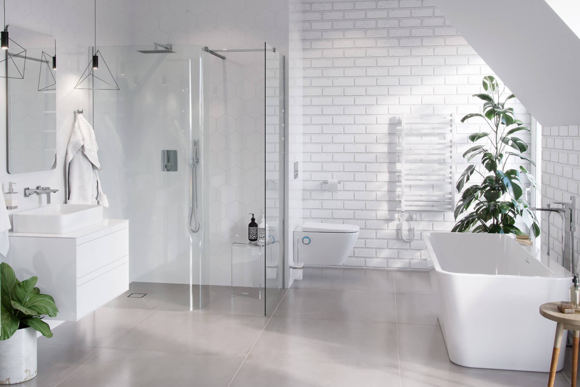 Vidoq walk-in kabina prysznicowa gięta, ścianka prosta 90cm, ścianka gięta 93cm, powłoka Clean Control, chrom