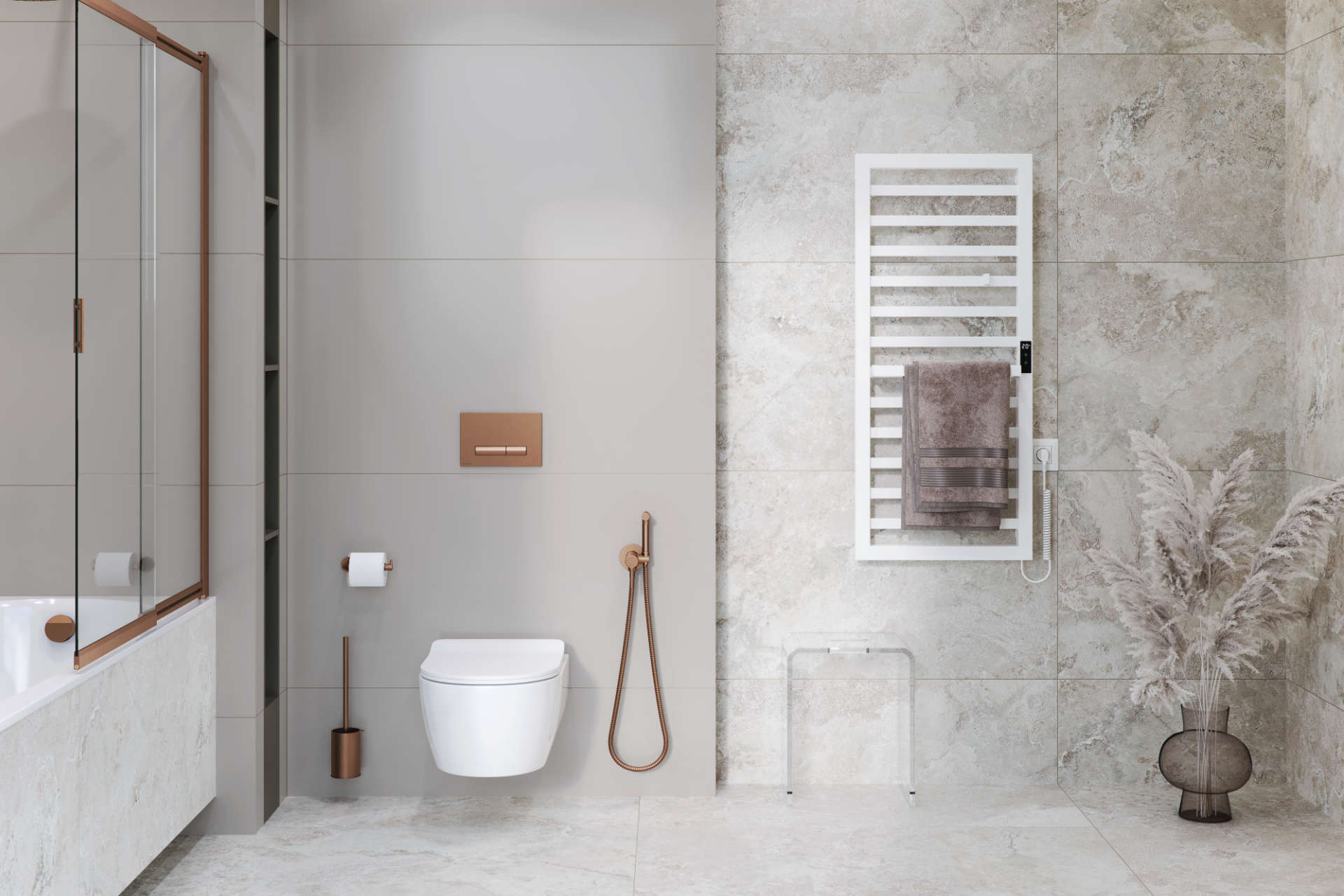 Brego Smart grzejnik łazienkowy elektryczny 91x50 cm, czarny mat wizka1