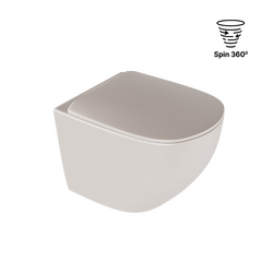 Luqa miska WC 48 cm wisząca bezrantowa, z system spłukiwania Spin 360, z deską wolnoopadającą, cappucino mat