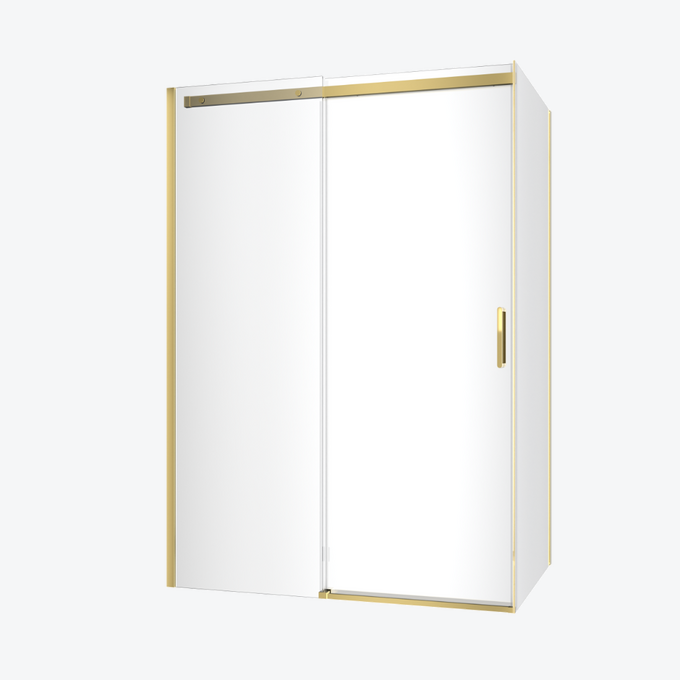 Rols kabina narożna 140x90 cm z drzwiami przesuwnymi 140 cm, powłoka Clean Control, złoty połysk