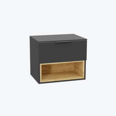 Tuto 2.0 szafka wisząca 60 cm 1 szuflada front gładki wysoki, płyta szara laminowana, szary/szary