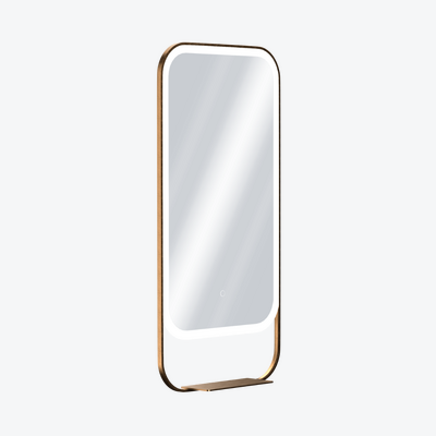 Mila Light lustro łazienkowe 100x50 cm z półką, oświetlenie LED mata grzewcza, miedziany szczotkowany