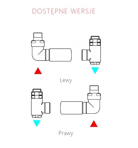 Zestaw trójosiowy termostatyczny do grzejników z kompletem złączek, chrom, lewy